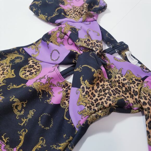 Flounce London Off Shoulder Midriff Bodycon Dress Puff Sleeves - Picture 11 of 14